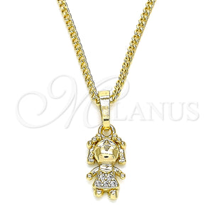 Gold Filled Necklace — Pendant Necklace Little Girl Design with White Micro — main product view — SKU 133066 | Oro Laminado collar — Pendant Necklace Little Girl diseño with blanco Micro — SKU 133066