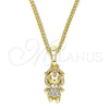 Oro Laminado Pendant Necklace, Gold Filled Style Little Girl Design, with White Micro Pave, Polished, Golden Finish, 04.316.0001.20 (02 MM Thickness, 20 Inches Length)