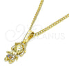 Oro Laminado Pendant Necklace, Gold Filled Style Little Girl Design, with Multicolor Micro Pave, Polished, Golden Finish, 04.316.0001.1.20 (02 MM Thickness, 20 Inches Length)