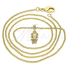 Oro Laminado Pendant Necklace, Gold Filled Style Little Girl Design, with Multicolor Micro Pave, Polished, Golden Finish, 04.316.0001.1.20 (02 MM Thickness, 20 Inches Length)