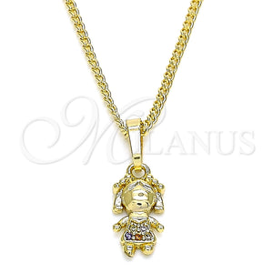 Gold Filled Necklace — Pendant Necklace Little Girl Design with Multicolor Micro — main product view — SKU 133067 | Oro Laminado collar — Pendant Necklace Little Girl diseño with Multicolor Micro — SKU 133067