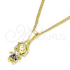 Oro Laminado Pendant Necklace, Gold Filled Style Little Girl Design, with Black Micro Pave, Polished, Golden Finish, 04.316.0001.2.20 (02 MM Thickness, 20 Inches Length)