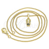 Oro Laminado Pendant Necklace, Gold Filled Style Little Girl Design, with Black Micro Pave, Polished, Golden Finish, 04.316.0001.2.20 (02 MM Thickness, 20 Inches Length)