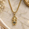 Oro Laminado Pendant Necklace, Gold Filled Style Little Girl Design, with Black Micro Pave, Polished, Golden Finish, 04.316.0001.2.20 (02 MM Thickness, 20 Inches Length)