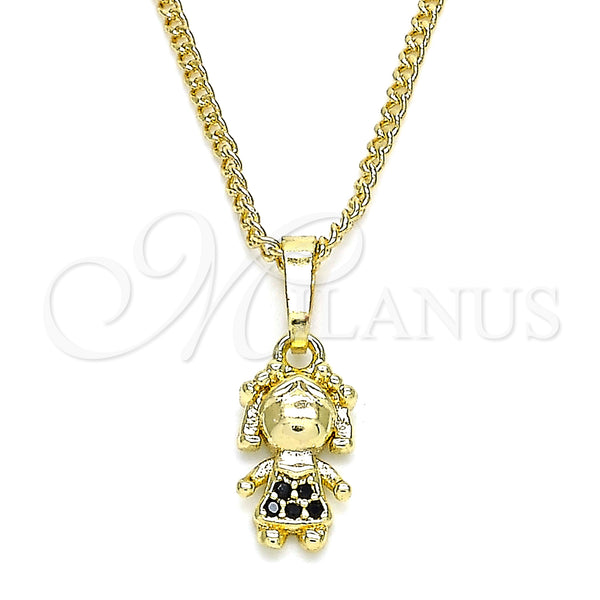 Gold Filled Necklace — Pendant Necklace Little Girl Design with Black Micro — main product view — SKU 133068 | Oro Laminado collar — Pendant Necklace Little Girl diseño with negro Micro — SKU 133068