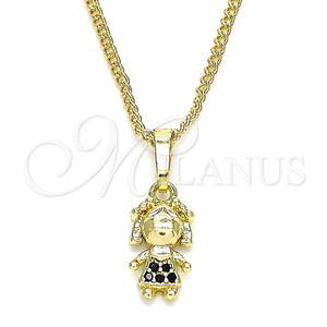 Gold Filled Necklace — Pendant Necklace Little Girl Design with Black Micro — main product view — SKU 133068 | Oro Laminado collar — Pendant Necklace Little Girl diseño with negro Micro — SKU 133068