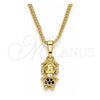 Oro Laminado Pendant Necklace, Gold Filled Style Little Girl Design, with Black Micro Pave, Polished, Golden Finish, 04.316.0001.2.20 (02 MM Thickness, 20 Inches Length)