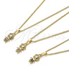 Oro Laminado Pendant Necklace, Gold Filled Style Little Girl Design, with Black Micro Pave, Polished, Golden Finish, 04.316.0001.2.20 (02 MM Thickness, 20 Inches Length)