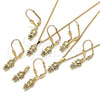 Oro Laminado Earring and Pendant Adult Set, Gold Filled Style Little Girl Design, with White Micro Pave, Polished, Golden Finish, 10.316.0056