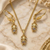 Oro Laminado Earring and Pendant Adult Set, Gold Filled Style Little Girl Design, with Multicolor Micro Pave, Polished, Golden Finish, 10.316.0056.1