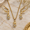 Oro Laminado Earring and Pendant Adult Set, Gold Filled Style Little Boy Design, with White Micro Pave, Polished, Golden Finish, 10.316.0057