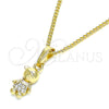 Oro Laminado Pendant Necklace, Gold Filled Style Little Boy Design, with Multicolor Micro Pave, Polished, Golden Finish, 04.316.0002.20 (02 MM Thickness, 20 Inches Length)