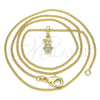 Oro Laminado Pendant Necklace, Gold Filled Style Little Boy Design, with Multicolor Micro Pave, Polished, Golden Finish, 04.316.0002.20 (02 MM Thickness, 20 Inches Length)