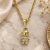Oro Laminado Pendant Necklace, Gold Filled Style Little Boy Design, with Multicolor Micro Pave, Polished, Golden Finish, 04.316.0002.20 (02 MM Thickness, 20 Inches Length)