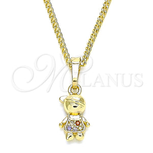 Gold Filled Necklace — Pendant Necklace Little Boy Design with Multicolor Micro — main product view — SKU 133076 | Oro Laminado collar — Pendant Necklace Little Boy diseño with Multicolor Micro — SKU 133076