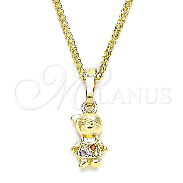 Gold Filled Necklace — Pendant Necklace Little Boy Design with Multicolor Micro — main product view — SKU 133076 | Oro Laminado collar — Pendant Necklace Little Boy diseño with Multicolor Micro — SKU 133076