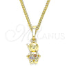 Oro Laminado Pendant Necklace, Gold Filled Style Little Boy Design, with Multicolor Micro Pave, Polished, Golden Finish, 04.316.0002.1.20 (02 MM Thickness, 20 Inches Length)
