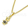 Oro Laminado Pendant Necklace, Gold Filled Style Little Boy Design, with Black Micro Pave, Polished, Golden Finish, 04.316.0002.2.20 (02 MM Thickness, 20 Inches Length)