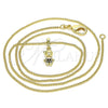 Oro Laminado Pendant Necklace, Gold Filled Style Little Boy Design, with Black Micro Pave, Polished, Golden Finish, 04.316.0002.2.20 (02 MM Thickness, 20 Inches Length)