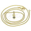 Oro Laminado Pendant Necklace, Gold Filled Style Little Boy Design, with Black Micro Pave, Polished, Golden Finish, 04.316.0002.2.20 (02 MM Thickness, 20 Inches Length)