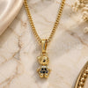 Oro Laminado Pendant Necklace, Gold Filled Style Little Boy Design, with Black Micro Pave, Polished, Golden Finish, 04.316.0002.2.20 (02 MM Thickness, 20 Inches Length)
