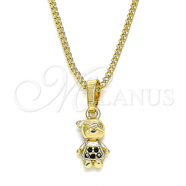 Gold Filled Necklace — Pendant Necklace Little Boy Design with Black Micro — main product view — SKU 133077 | Oro Laminado collar — Pendant Necklace Little Boy diseño with negro Micro — SKU 133077