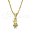 Oro Laminado Pendant Necklace, Gold Filled Style Little Boy Design, with Black Micro Pave, Polished, Golden Finish, 04.316.0002.2.20 (02 MM Thickness, 20 Inches Length)