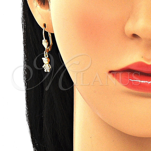 Gold Filled Ring — Dangle Earring Little Boy Design with White Micro — alternate product view — SKU 133078 | Oro Laminado anillo — Dangle Earring Little Boy diseño with blanco Micro — SKU 133078