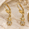 Oro Laminado Dangle Earring, Gold Filled Style Little Boy Design, with White Micro Pave, Polished, Golden Finish, 02.316.0065