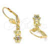 Oro Laminado Dangle Earring, Gold Filled Style Little Boy Design, with Multicolor Micro Pave, Polished, Golden Finish, 02.316.0065.1
