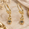 Oro Laminado Dangle Earring, Gold Filled Style Little Boy Design, with Black Micro Pave, Polished, Golden Finish, 02.316.0065.2