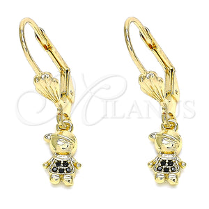 Gold Filled Ring — Dangle Earring Little Boy Design with Black Micro — main product view — SKU 133080 | Oro Laminado anillo — Dangle Earring Little Boy diseño with negro Micro — SKU 133080