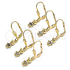 Oro Laminado Dangle Earring, Gold Filled Style Little Boy Design, with Black Micro Pave, Polished, Golden Finish, 02.316.0065.2