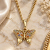 Oro Laminado Pendant Necklace, Gold Filled Style Butterfly Design, with Multicolor Micro Pave, Polished, Golden Finish, 04.316.0003.1.20 (02 MM Thickness, 20 Inches Length)