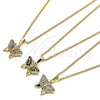 Oro Laminado Pendant Necklace, Gold Filled Style Butterfly Design, with Multicolor Micro Pave, Polished, Golden Finish, 04.316.0003.1.20 (02 MM Thickness, 20 Inches Length)