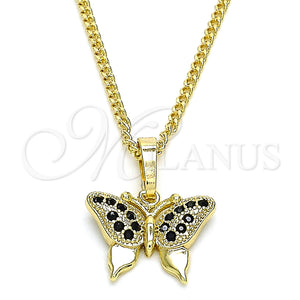 Gold Filled Necklace — Pendant Necklace Butterfly Design with Black Micro Pave — main product view — SKU 133086 | Oro Laminado collar — Pendant Necklace Butterfly diseño with negro Micro Pave — SKU 133086