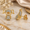 Oro Laminado Stud Earring, Gold Filled Style Little Girl Design, with White Micro Pave, Polished, Golden Finish, 02.213.0171