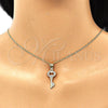 Oro Laminado Pendant Necklace, Gold Filled Style key Design, with White Crystal, Polished, Golden Finish, 04.213.0193.20 (02 MM Thickness, 20 Inches Length)