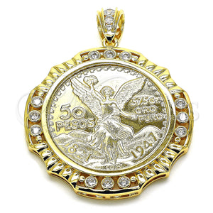 Gold Filled Pendant — Religious Pendant Centenario Coin and Angel Design with — main product view — SKU 133102 | Oro Laminado dije — Religious Pendant Centenario Coin and Angel diseño with — SKU 133102