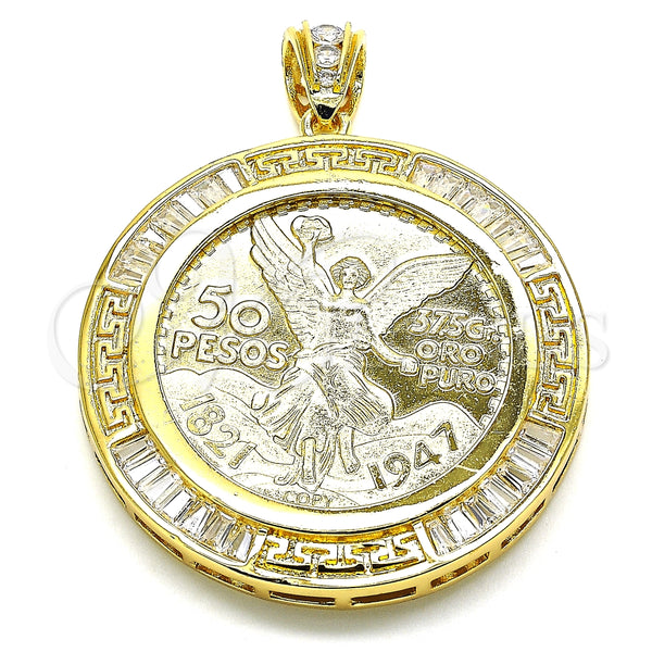 Gold Filled Pendant — Religious Pendant Centenario Coin and Angel Design with — main product view — SKU 133105 | Oro Laminado dije — Religious Pendant Centenario Coin and Angel diseño with — SKU 133105
