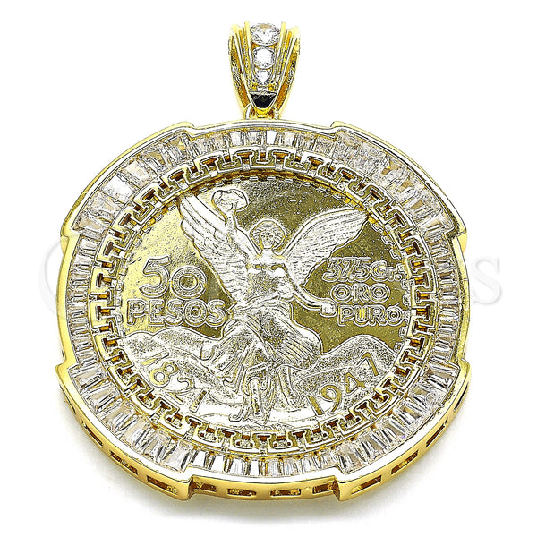 Gold Filled Pendant — Religious Pendant Centenario Coin and Angel Design with — main product view — SKU 133107 | Oro Laminado dije — Religious Pendant Centenario Coin and Angel diseño with — SKU 133107