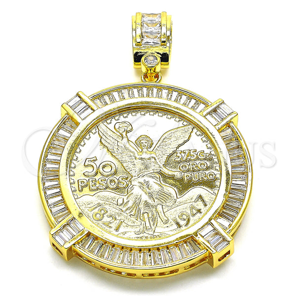 Gold Filled Pendant — Religious Pendant Centenario Coin and Angel Design with — main product view — SKU 133108 | Oro Laminado dije — Religious Pendant Centenario Coin and Angel diseño with — SKU 133108