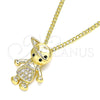 Oro Laminado Pendant Necklace, Gold Filled Style Little Boy Design, with Black and White Micro Pave, Polished, Golden Finish, 04.195.0054.20 (02 MM Thickness, 20 Inches Length)