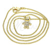 Oro Laminado Pendant Necklace, Gold Filled Style Little Boy Design, with Black and White Micro Pave, Polished, Golden Finish, 04.195.0054.20 (02 MM Thickness, 20 Inches Length)