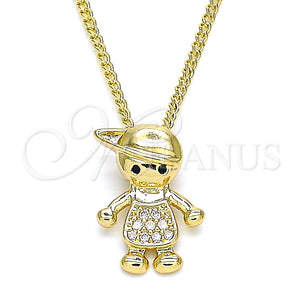 Gold Filled Necklace — Pendant Necklace Little Boy Design with Black and — main product view — SKU 133113 | Oro Laminado collar — Pendant Necklace Little Boy diseño with negro and — SKU 133113