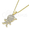Oro Laminado Pendant Necklace, Gold Filled Style Little Boy Design, with White Micro Pave, Polished, Golden Finish, 04.195.0055.18 (02 MM Thickness, 18 Inches Length)
