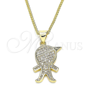 Gold Filled Necklace — Pendant Necklace Little Boy Design with White Micro — main product view — SKU 133114 | Oro Laminado collar — Pendant Necklace Little Boy diseño with blanco Micro — SKU 133114