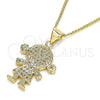 Oro Laminado Pendant Necklace, Gold Filled Style Little Girl Design, with White Micro Pave, Polished, Golden Finish, 04.195.0056.20 (02 MM Thickness, 20 Inches Length)