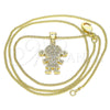 Oro Laminado Pendant Necklace, Gold Filled Style Little Girl Design, with White Micro Pave, Polished, Golden Finish, 04.195.0056.20 (02 MM Thickness, 20 Inches Length)