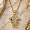 Oro Laminado Pendant Necklace, Gold Filled Style Little Girl Design, with White Micro Pave, Polished, Golden Finish, 04.195.0056.20 (02 MM Thickness, 20 Inches Length)